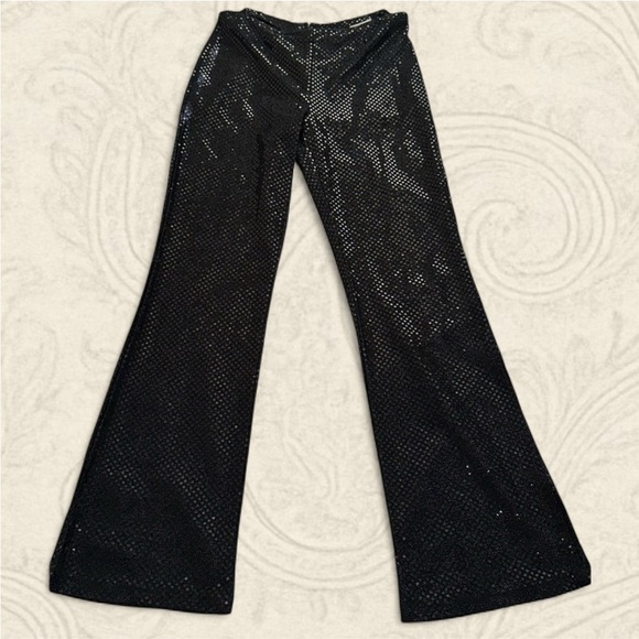 Vintage Charlotte Russe Black Sequin Flare Pants size small waist 26 inches - Picture 1 of 7